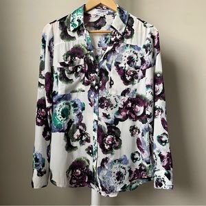 Express Portofino Abstract Floral Dress Shirt Medium